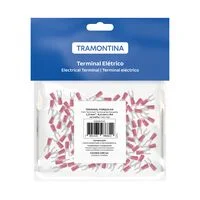 Terminais de Conexão Forquilha Tramontina em cobre estanhado e nylon 1,5 mm² x 6,4 mm x M4 Vermelho 100 Peças