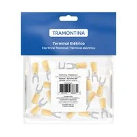 Terminais de Conexão Forquilha Tramontina em cobre estanhado e nylon 6 mm² x 9 mm x M5 Amarelo 25 Peças
