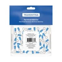 Terminais de Conexão Olhal Tramontina em cobre estanhado e nylon 2,5 mm² x 8,5 mm x M5 Azul 50 Peças