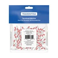 Terminais de Conexão Tubulares Tramontina em cobre estanhado e nylon 1,0 mm² x 8 Vermelho 100 Peças