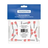 Terminais de Conexão Tubulares Tramontina em cobre estanhado e nylon 10 mm² x 18 Vermelho 20 Peças