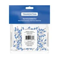 Terminais de Conexão Tubulares Tramontina em cobre estanhado e nylon 2,5 mm² x 8 Azul 100 Peças