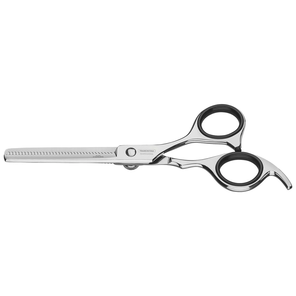 Tesoura Profissional para Cabelo Tramontina em Aço Inox com Fio Desbaste e Apoio Fixo para Dedo 6"