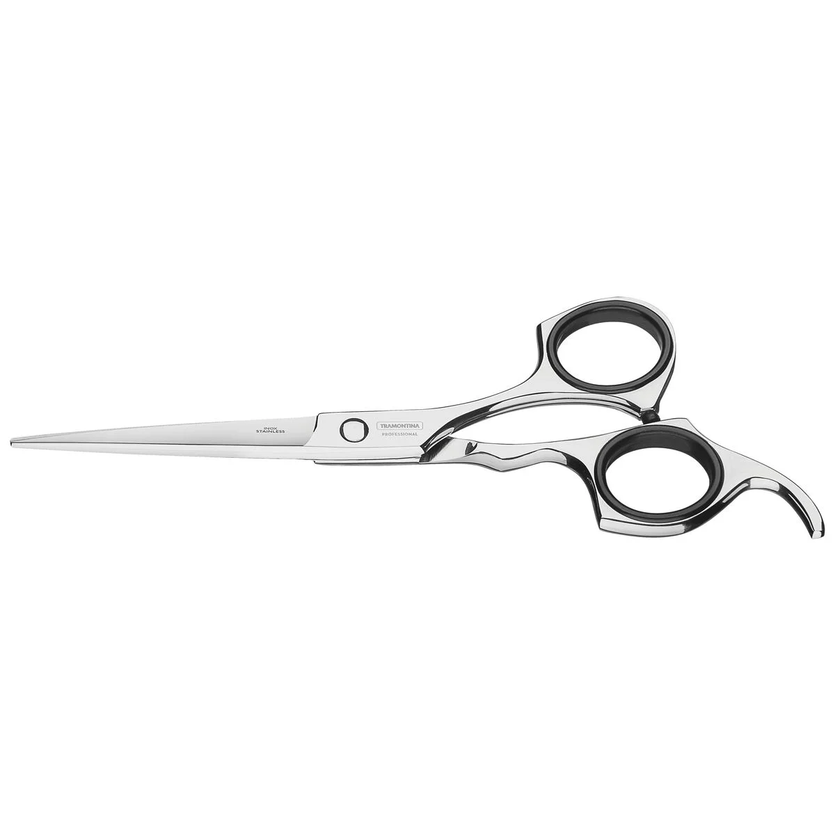 Tesoura Profissional para Cabelo Tramontina em Aço Inox com Fio Laser MIcrosserrilhado e Apoio Fixo para Dedo 6"