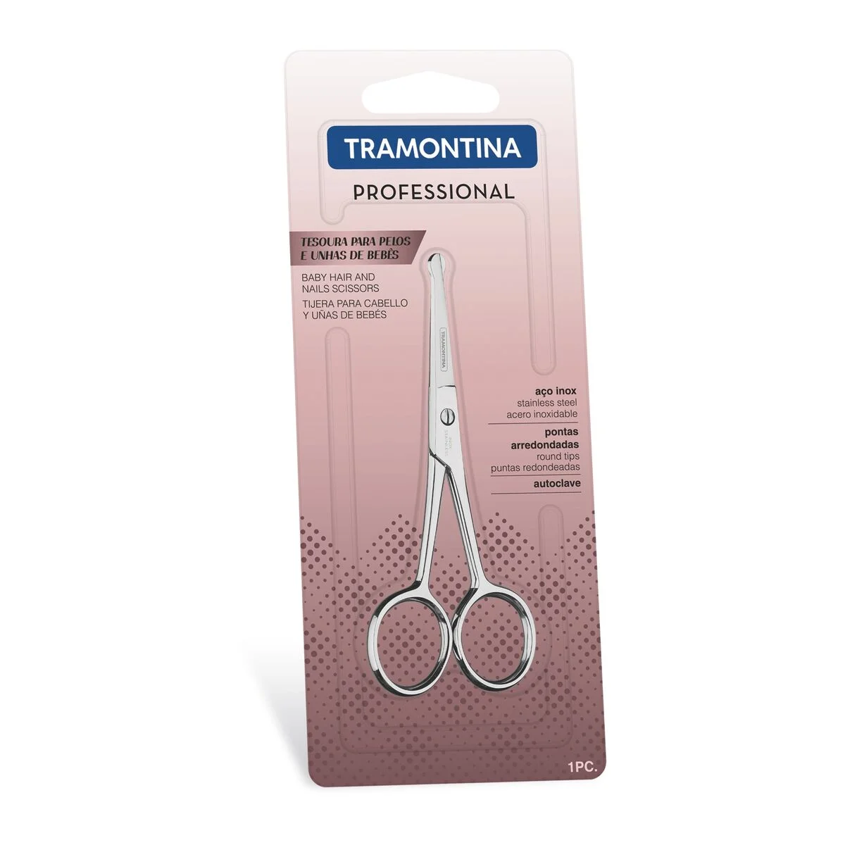 Tesoura de Pelos e Unha para Bebês Tramontina em Aço Inox 4"