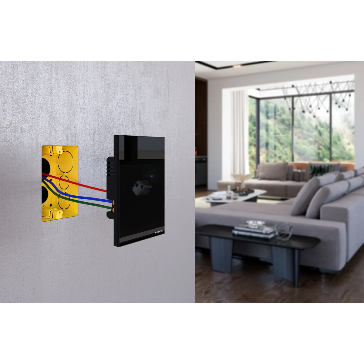 Tomada Smart 2P+T Tramontina 10 A 250 V Preta