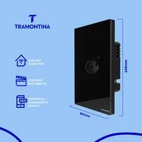 Tomada Smart 2P+T Tramontina 10 A 250 V Preta