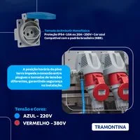 Tomada de Acoplamento Industrial 2P+T 32 A 220-250 Vca 6 H Tramontina
