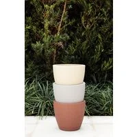 Vaso Tramontina Asteca em Polietileno Concreto com Prato 24 cm
