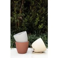Vaso Tramontina Asteca em Polietileno Concreto com Prato 24 cm