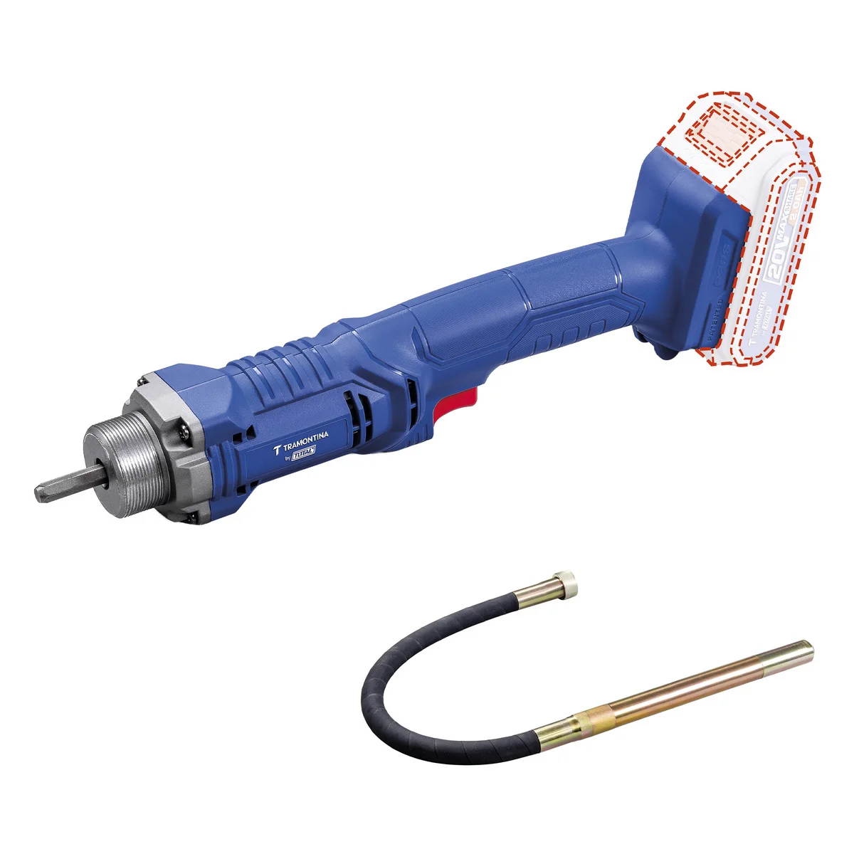 Vibrador de Concreto 20V 2300 rpm Tramontina by Total - Sem Bateria e Carregador