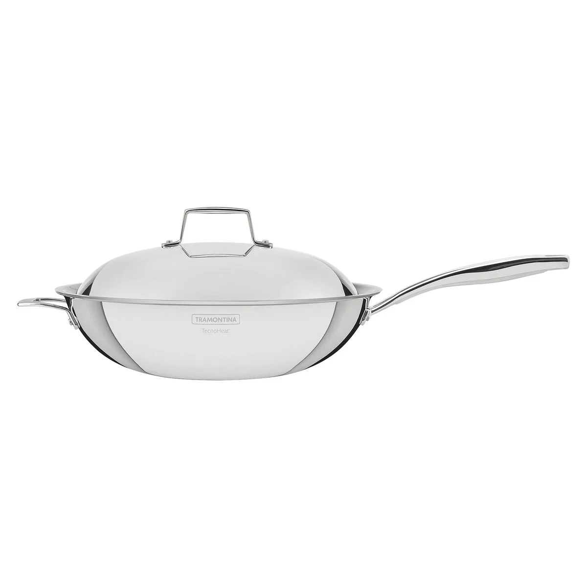 Wok Tramontina Grano em Aço Inox com Corpo Triplo Revestimento Interno em Antiaderente com Cabo 32 cm 5,2 L