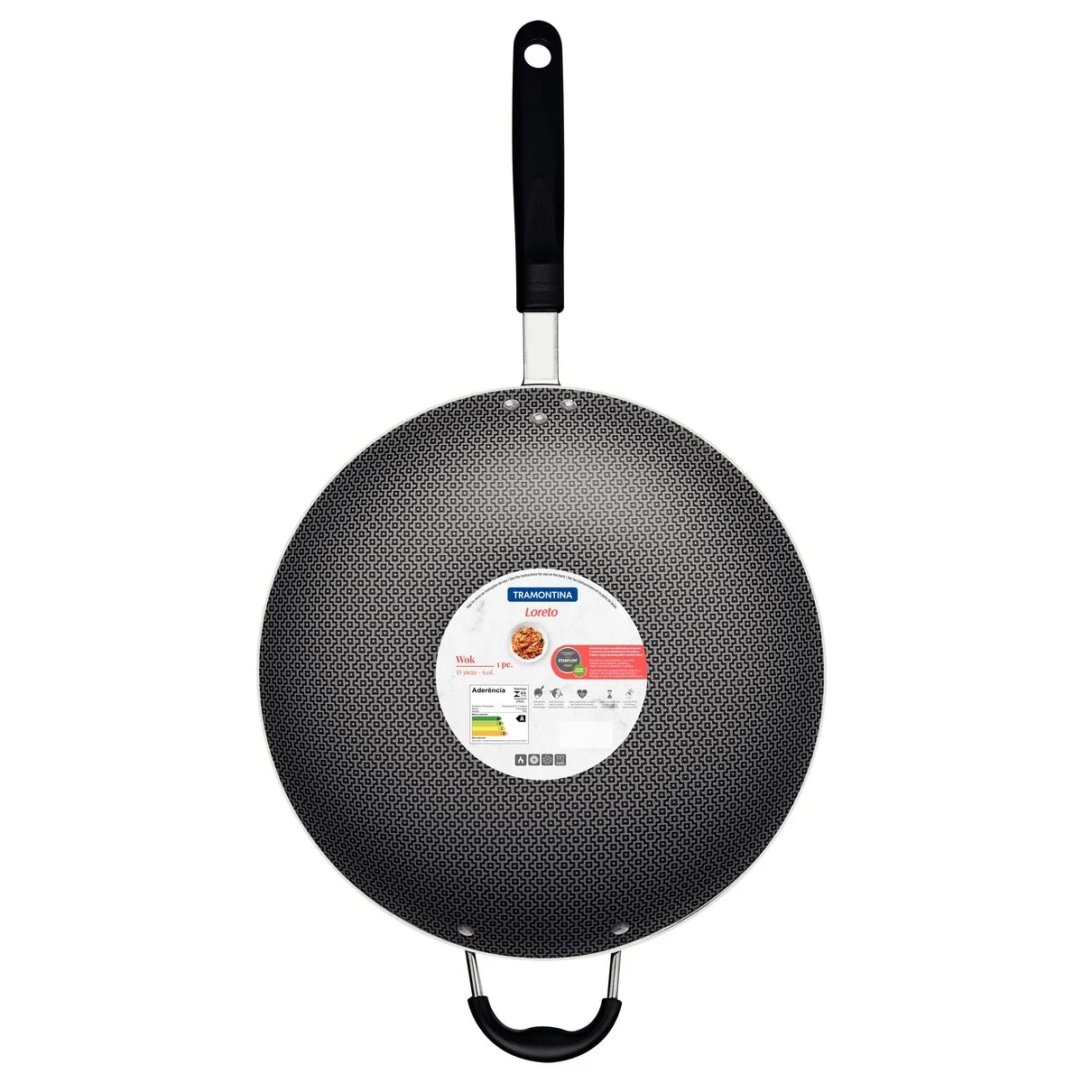 Wok Tramontina Loreto em Alumínio com Revestimento Interno Antiaderente Starflon Max com Cabo Baquelite Vermelha 36 cm 6 L