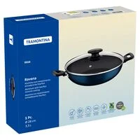 Wok Tramontina Ravena com Revestimento Interno Antiaderente Starflon Max com Tampa de Vidro 28 cm 3,3 L